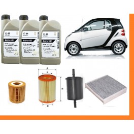 KIT TAGLIANDO SMART COUPE CABRIO 450 (98-07) 0.6 0.7 BENZINA 3L 5W30 + FILTRI KIT TAGLIANDO SMART COUPE CABRIO 450 (98-07) 0.6 0.7 BENZINA 3L 5W30 + FILTRI
